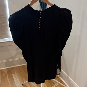 Nation LTD Black Puff Sleeve Button-Back Blouse